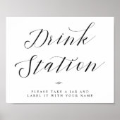 Drankstation Bruiloft Bord met Chic Calligraphy Sc Poster (Voorkant)