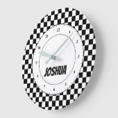 Drapeau à damier noir et blanc Grande Horloge (Angle)