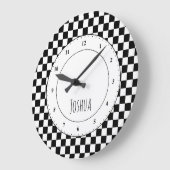 Drapeau à damier noir et blanc Grande Horloge (Angle)