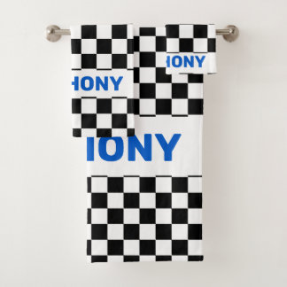 Drapeau À damiers noir et blanc monogramme 1