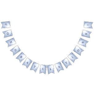 Drapeau à festons de fleurs ornées bleues avec per