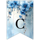 Drapeau à festons Fleurs Bleues et Perles (Premier drapeau)
