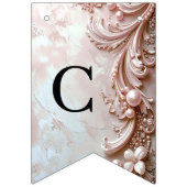 Drapeau à guirlande florale et perle ornée rose (Premier drapeau)