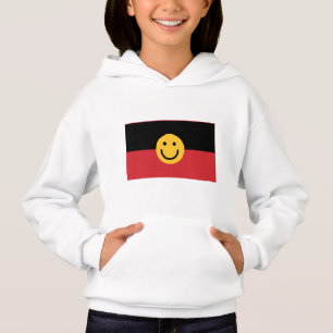 Drapeau aborigène australien avec visage sourire
