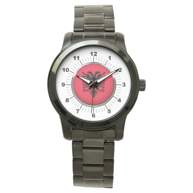 Drapeau Albanie homme surdimensionné Montre bracel (devant)