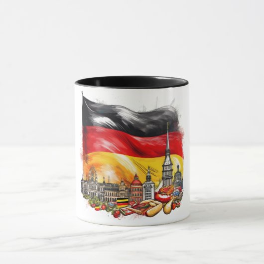 Drapeau allemand et marque de repère Mug - Icônes  (Centre)