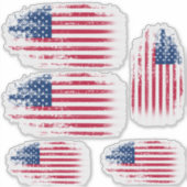 Drapeau américain autocollant vinyle coupé sur mes (Devant)