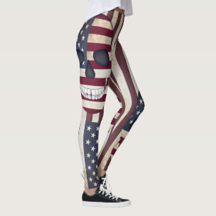 Drapeau américain avec crânes Leggings rustiques