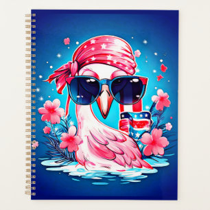 Drapeau américain avec Flamant rose Cartoon-69681