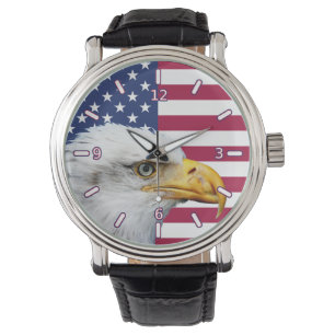 Drapeau américain avec la montre de bracelet en