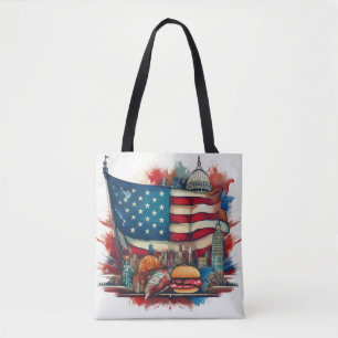 Drapeau américain avec un Sac fourre-tout emblémat