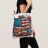 Drapeau américain avec un Sac fourre-tout emblémat (De près)