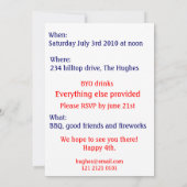 Drapeau américain coeur invitation du 4 juillet (Dos)