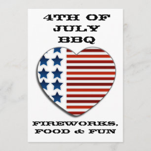 Drapeau américain coeur invitation du 4 juillet