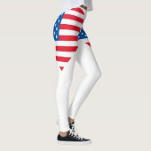 Drapeau américain Coeur Leggings blancs (Droite)