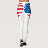 Drapeau américain Coeur Leggings blancs (Dos)