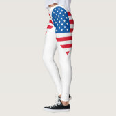 Drapeau américain Coeur Leggings blancs (Gauche)