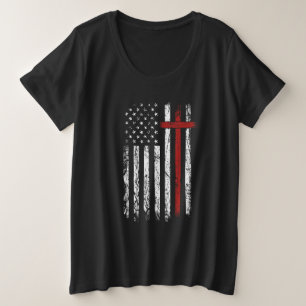 Drapeau américain Croix de Noël Patriotique Religi
