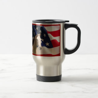 Drapeau américain de tasse de voyage de cheval