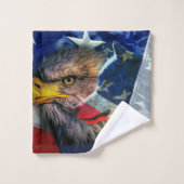 Drapeau américain du loup d'aigle chauve (Gant de toilette)