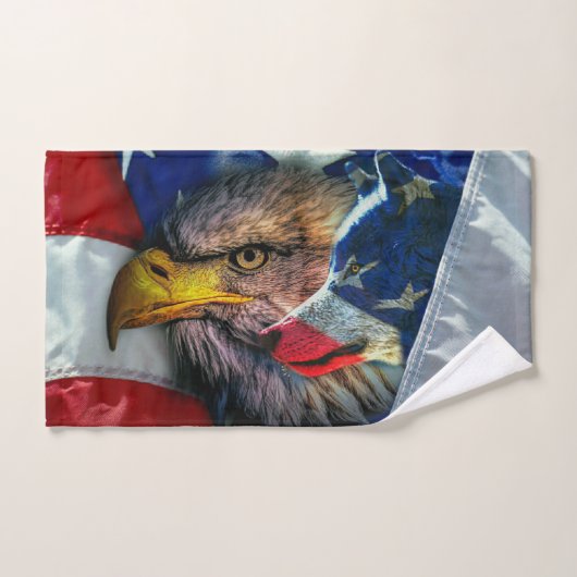 Drapeau américain du loup d'aigle chauve (Serviette à main)
