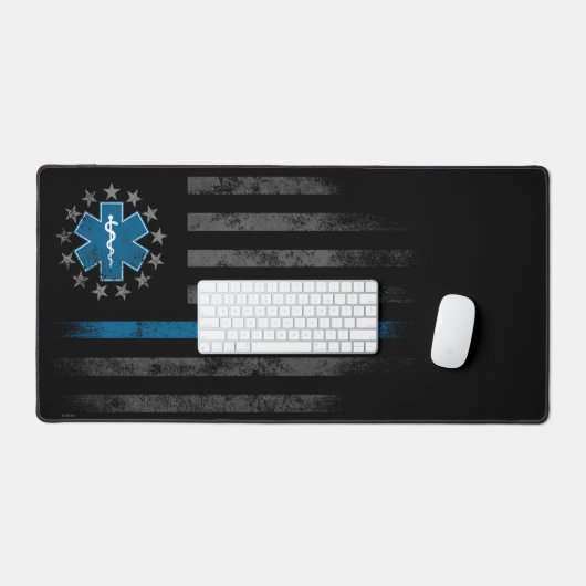 Drapeau américain EMT Paramètre Blue Line Desk Mat (Clavier et souris)