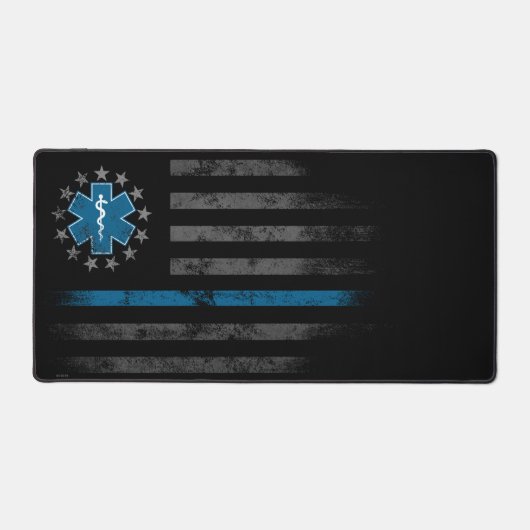 Drapeau américain EMT Paramètre Blue Line Desk Mat (Recto)