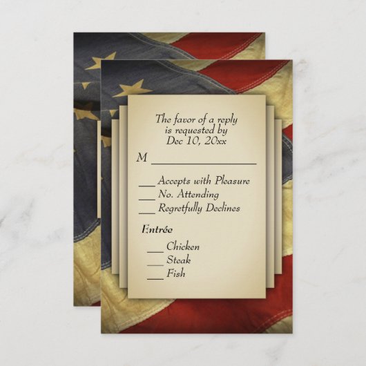 Drapeau américain en détresse RSVP avec Entree Cho (Devant / Derrière)