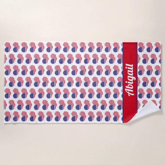 Drapeau américain en forme de coeur / Serviette de (Devant)