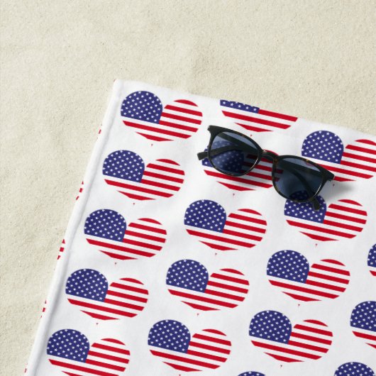 Drapeau américain en forme de coeur / Serviette de (En situation)