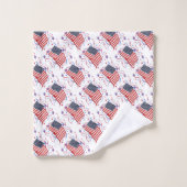 Drapeau américain et feux d'artifice (Gant de toilette)