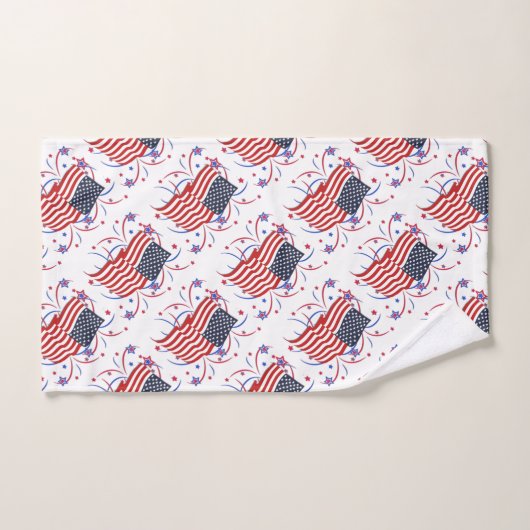 Drapeau américain et feux d'artifice (Serviette à main)