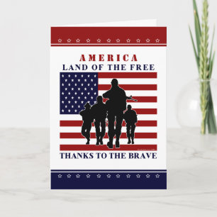 Drapeau américain et soldats - Bonne carte de fête
