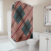 Drapeau américain étoiles et rayures Douche rideau (En situation)