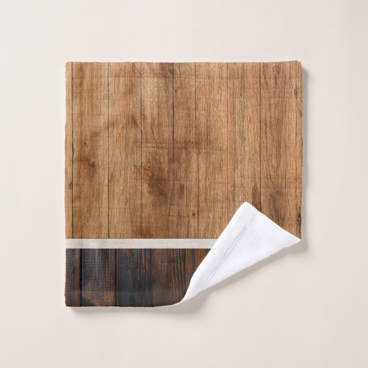 Drapeau Américain Horizontal à Ton de Bois Rustiqu (Gant de toilette)