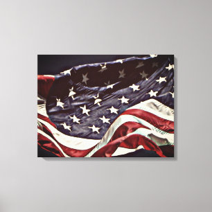 Drapeau Américain Impression sur Toile Encadrée 3 