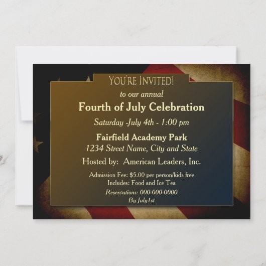 DRAPEAU AMÉRICAIN - INVITATION (Dos)