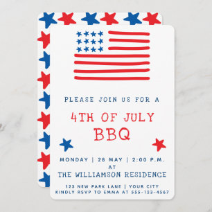 Drapeau américain   Invitation 4 juillet BBQ