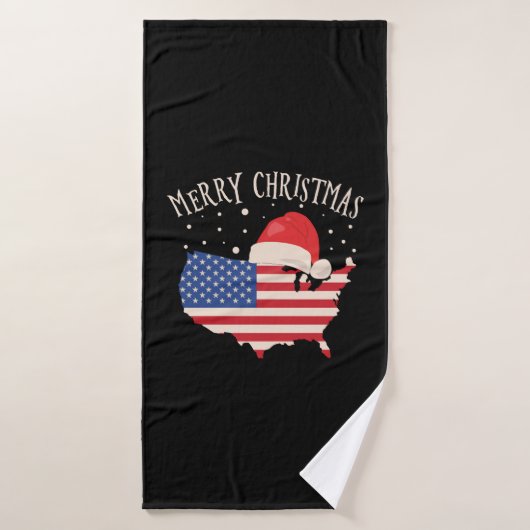 Drapeau américain Joyeux Noël design (Serviette de bain)