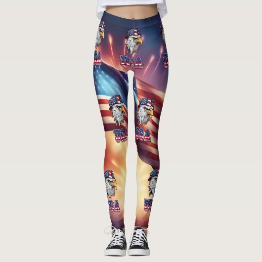 Drapeau américain Leggings tout-sur-impression (Devant)