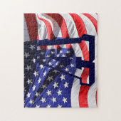 Drapeau américain & Lettre "A" - Puzzle photo (Vertical)