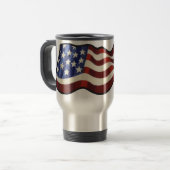 Drapeau américain ondulant la tasse thermo (Devant gauche)