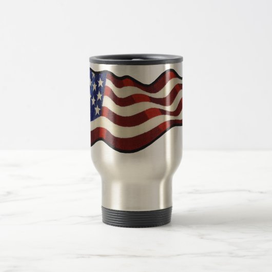 Drapeau américain ondulant la tasse thermo (Centre)