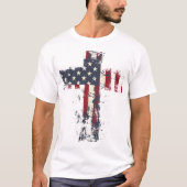 Drapeau américain patriotique croix T-shirt (Devant)