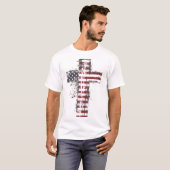 Drapeau américain patriotique croix T-shirt (Devant entier)