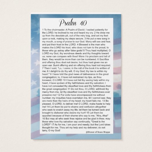 Drapeau américain Psalm 40 Ecriture Crucifix (Dos)