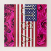 Drapeau américain & Puzzle Rose (Horizontal)