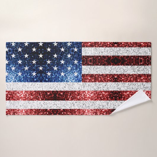drapeau américain rouge blanc brillant parties sci (Serviette de bain)