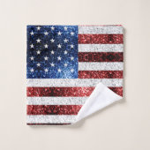 drapeau américain rouge blanc brillant parties sci (Gant de toilette)