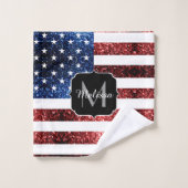 Drapeau américain rouge bleu étincelles parties sc (Gant de toilette)